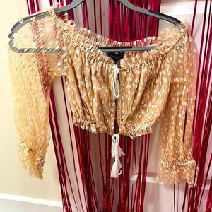 majorelle tan floral blouse